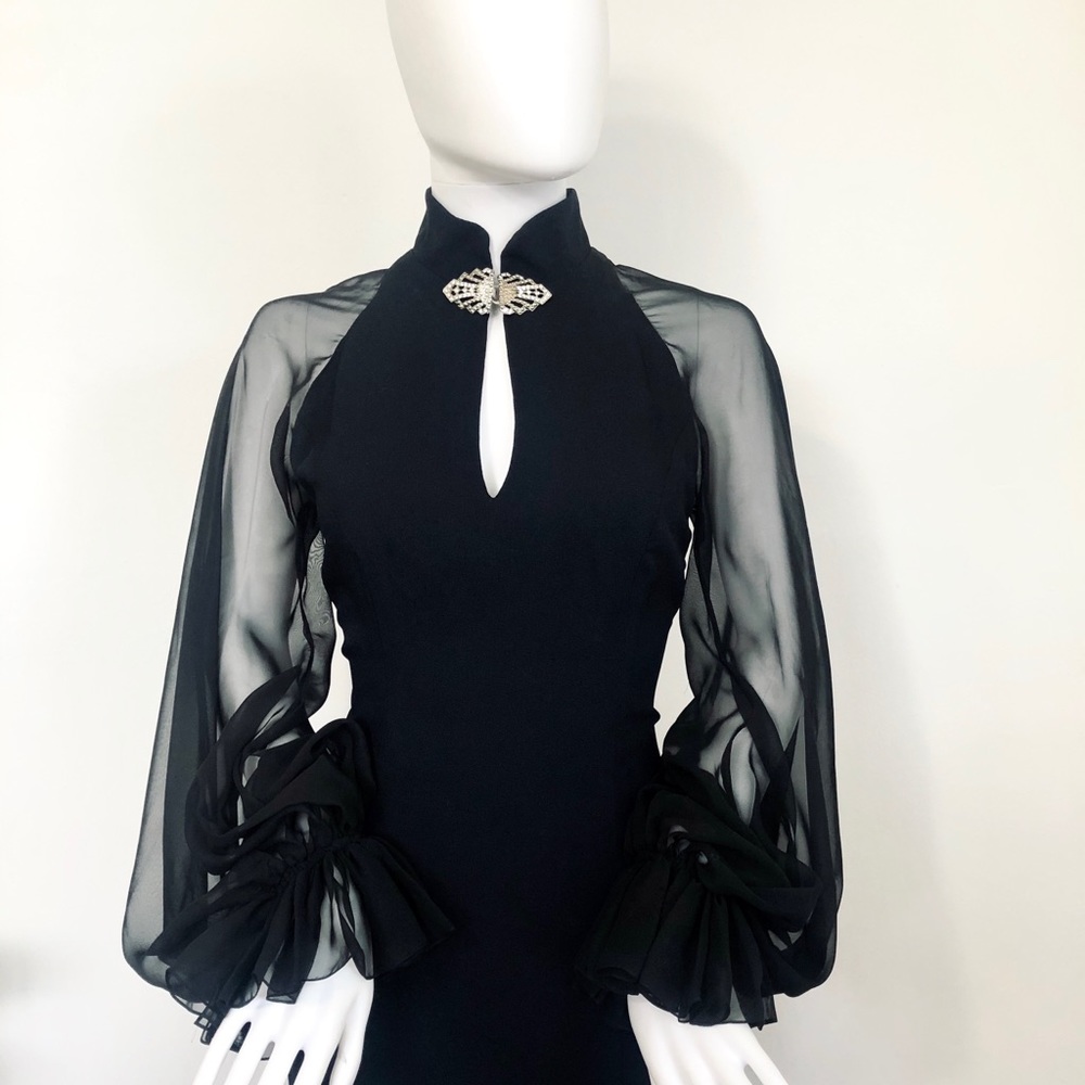 Vintage Tadashi Shoji for Cache Black Long Gown